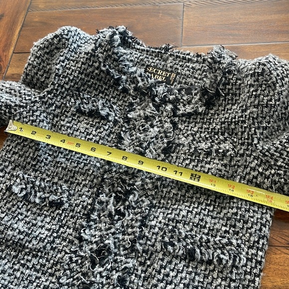 Secret Label tweet open front fringe black gray grey blazer jacket size small - Picture 9 of 15